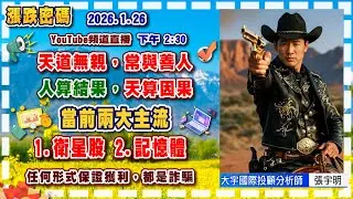 2026.1.26 張宇明台股解盤   天道無親，常與善人，人算結果，天算因果。當前兩大主流：1.衛星股2.記憶體【#張宇明分析師】