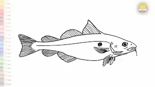 Haddock fish drawing easy | Outline sketches | How to draw Haddock fish step by step | #artjanag