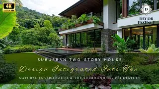 Beautiful Suburban Two-Story House Design Integrated Into The Natural Environment and Vegetation