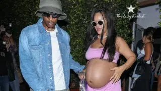 Pregnant Rihanna & ASAP Rocky Share Sweet Kiss While Leaving Dinner