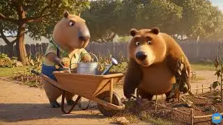 Milo helps the Bear on his Farm! The cutest teamwork moment ever 🐾🐻🌾 #comedy #animation #anime