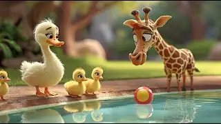 Duck Mom & Baby Ducklings Help the Little Giraffe! 🦆🦒 | Cute Kids Adventure