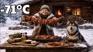 90-Year-Old Grandma Grilling Giant Meat at &ndash;71&deg;C on a Siberian Mountain | ASMR