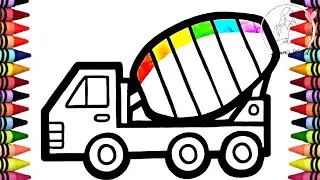 How To Draw Mixer Truck/Easy Drawing & Coloring For Kids & Toddlers/Step-By-Step/4K |Tanam's World|
