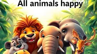 जब कई जानवर साथ आए – खुशी ही खुशी ✨ 🦁🦊#animals  #cartoon  #animation  viral video@