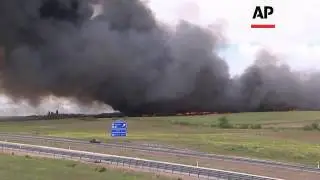 Spain tyre dump blaze sends black smoke sky high