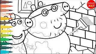 🧹🐷 Peppa Pig Helps Daddy Pig Clean the House | Watercolor Coloring | Peppa Pig Coloring | Sumy Art