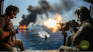 Terrifying Moment! US Coast Guard & Navy Sniper Takes Out Boat Engine from the Air!