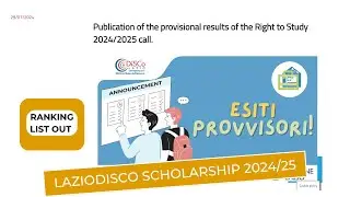 LAZIODISCO SCHOLARSHIP 2024/25 PROVISIONAL RANKING LIST OUT| &euro;6,415 BENEFITS| SCHOLARSHIPS IN ITALY