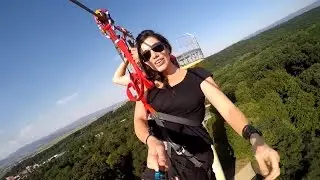 Tiroliana de la Aventura Park Arsenal: 607 m lungime, inaltime de plecare: 45 m
