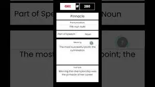GRE Vocabulary builder for English #280 #Word #Pinnacle #GRE #English #Vocabulary #Shorts