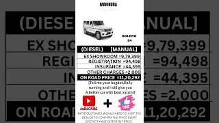 MAHINDRA BOLERO B4 DIESEL MANUAL ON ROAD PRICE