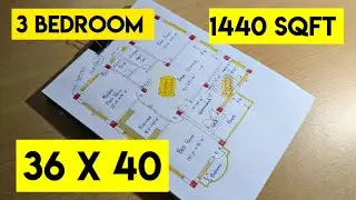 36 x 40 square feet house plan design II 3 bedroom home naksha II 36*40 new floor plan