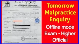 Anna university wh1 malpractice enquiry letter | Wh 6 result | exam mode offline - higher official