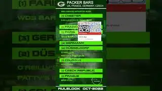 NEW: GB Packer Bars Outside USA: UK, Germany, France, Czech Rep, London, Prague, Berlin, Dusseldorf