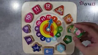 Teach Children to tell time Wooden Toy Clock with Chinese Zodiac
