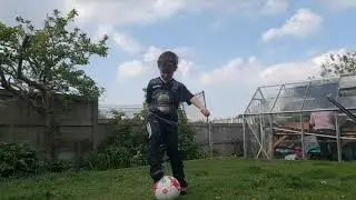 109. Football Coaching with 8 year old RHYS. Ball manipulation. Soccer challenge.