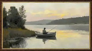 Vintage Fisherman in Rowboat at Sunrise &bull; 4K Frame TV Art &bull; Cozyland Prints