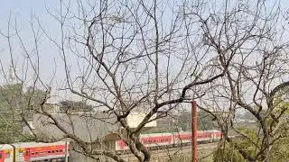 High Speed train passing nearby construction bridge