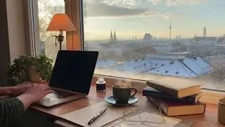 Write With Me: Typing Sounds & Snowy City View | Cozy Winter Berlin Ambience | No Ads