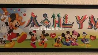 How to Draw Name Art ASHLYNN by NameBrush.com Personalized alphabet letter art on Micky Mouse poster