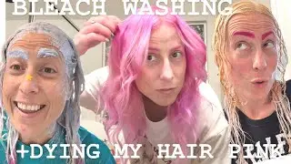 🩷Bleach My Hair With Me: Bleach Bath + Dying My Hair Pink🩷