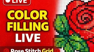 Rose Stitch Color Filling LIVE 🌹 | Easy Grid Step by Step