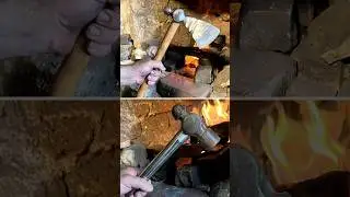Turning an old hammer into an ax ; blacksmithing