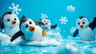 Five Little Penguins Slipping on the Ice