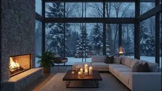 Snowfall & Winter Piano for Focus | Relax in a Cozy Lounge for 5 Hours of Peace
