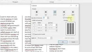 How to Add line between columns in Word document