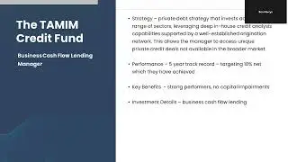 TAMIM Credit Fund &ndash; Case Study