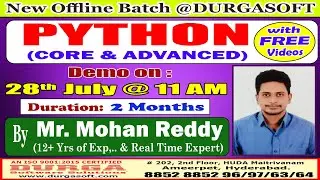 PYTHON (CORE & ADVANCED) Offline Training @ DURGASOFT