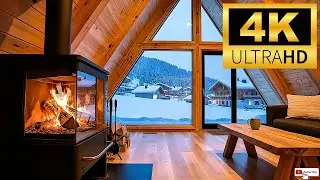 Cozy Fireplace Inside a Snowy Bungalow ❄️🔥 (Şömine) #relax #relaxing #keşfet #fire #fireplace