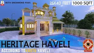 P677/B Heritage Farm House Design In Barnagar, Madhya Pradesh | 3D Walkthrough | Yellow Theme