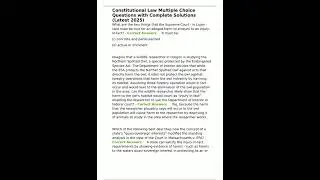 Constitutional Law Multiple Choice Questions with Complete Solutions Latest 2025