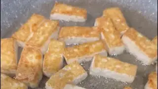 Tofu, chicken, and bokchoy in oyster sauce