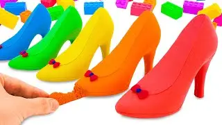 Satisfying Video l How To Make Rainbow High Heels from Kinetic Sand Cutting ASMR l By Haha Sand B