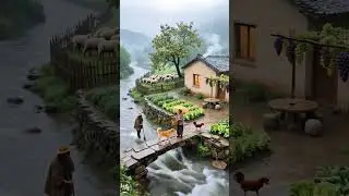 AI nature video, ai rain video #nature #rain #ai #village #aigenerated #shortvideo #foryou