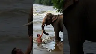Elephant Uses Its Trunk to Save Drowning Man! #shorts