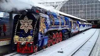 Сказочный поезд Деда Мороза в Москве на Киевском вокзале 2026!