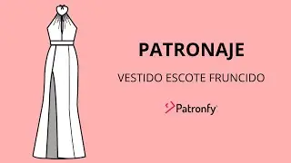 Vestido elegante halter con detalle fruncido y falda en corte sirena | Patronaje