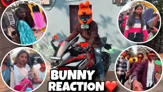 🐰BUNNY HELMET CRAZY REACTION ! NEW YEAR 2026 MELA GIRLS REACTIONS | BUNNY HELMET ON KTM RC 200 #ktm
