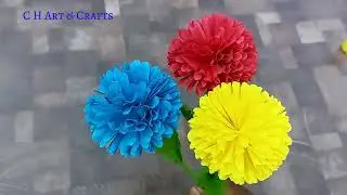 Easy making beautiful flower with colour paper ll  Making paper flowers step by step  ll