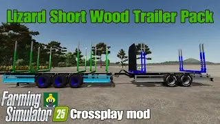 Набор коротких деревянных прицепов Lizard / мод для кроссплатформенной игры FS25