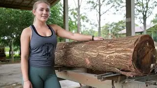 The discovery of expensive old teak wood at the sawmill Satisfying