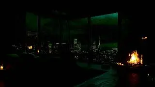 Gentle Midnight Rain on Window 🔥 Calm Fire Sounds &ndash; Thunder for Deep Sleep Therapy