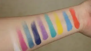 Glisten Cosmetics Disco Dynamite palette swatches
