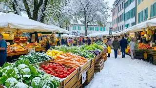 Утренний рынок в Цюрихе 🇨🇭 |  Прогулка по самому красивому городу Швейцарии