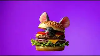 La souris dans un Burger 4k green screen